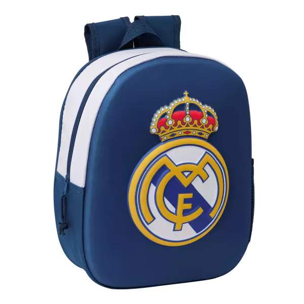 Mochila Infantil Real Madrid C.F. 3D Negra 27x33x10 cm con Hombreras