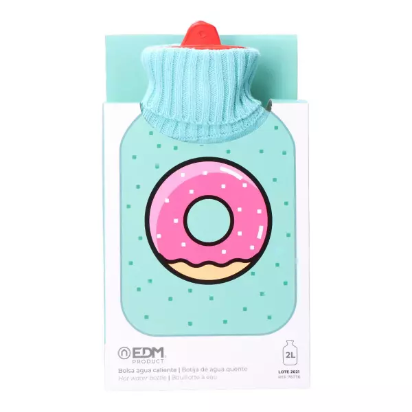 Bolsa de Agua Caliente EDM 76776 Celeste de Lana 2L – Alivio Térmico