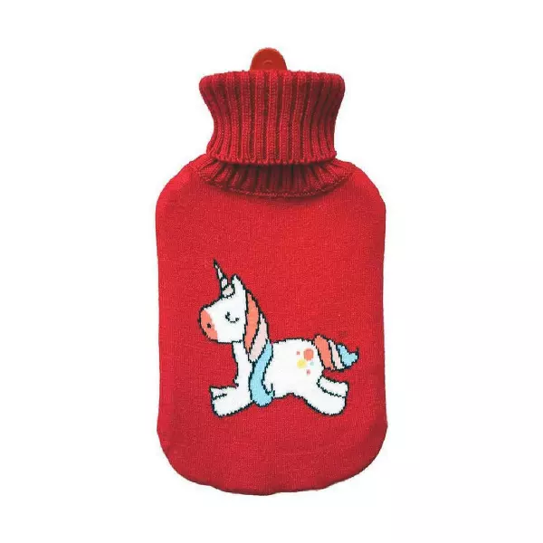 Bolsa de Agua Caliente EDM 76778 Rojo con Diseño de Unicornio – Lana 2L