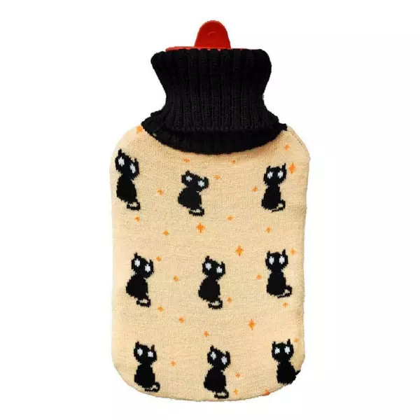 Bolsa de Agua Caliente EDM Beige con Diseño de Gatos – Lana Suave 2 L