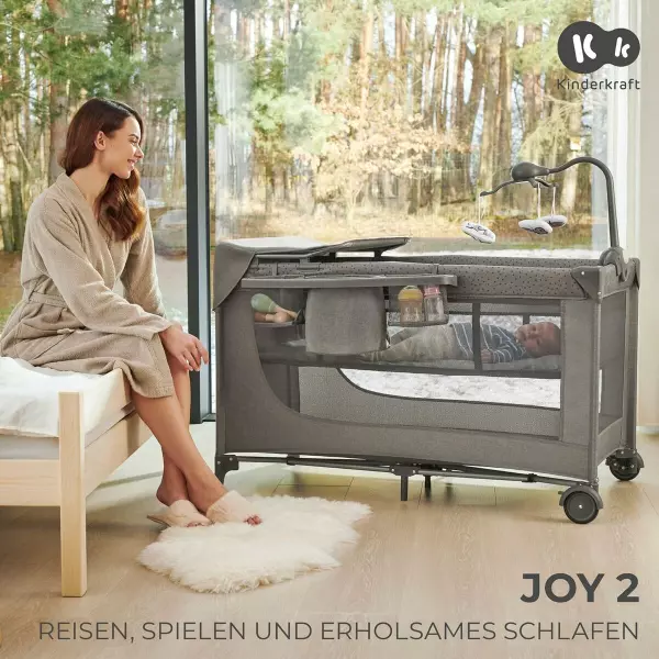 Cuna de Bebé Kinderkraft KLJOY02BEG000AC Plegable, Multifuncional