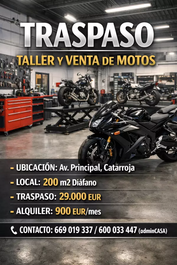 Traspaso de Taller Mecánico y Venta de Motos en CATARROJA