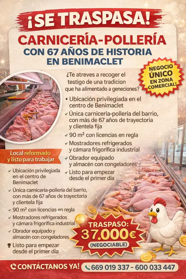 Se Traspasa Carnicería-Pollería  en Benimaclet