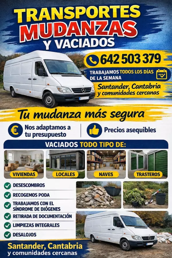 Portes mudanzas limpiezas vaciados