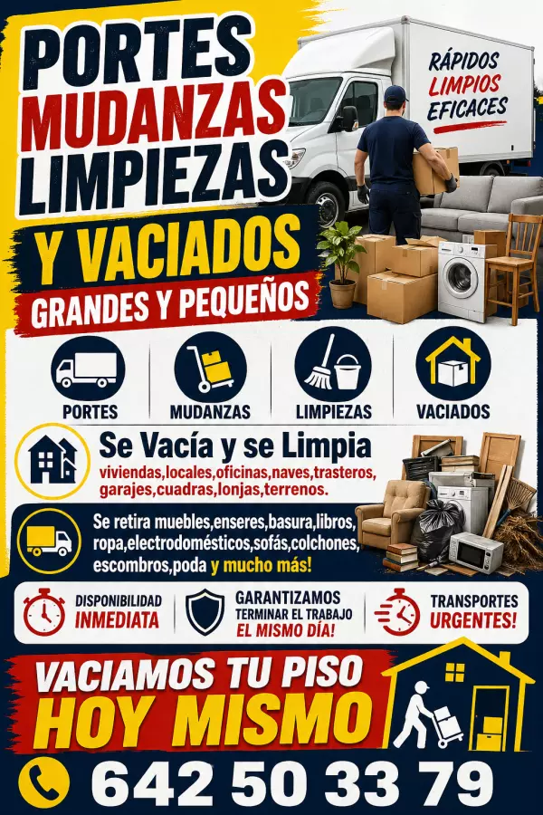 Portes mudanzas limpiezas y vaciados