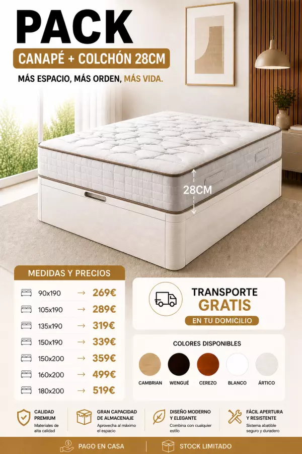 CANAPE+ COLCHON 28CM GROSOR