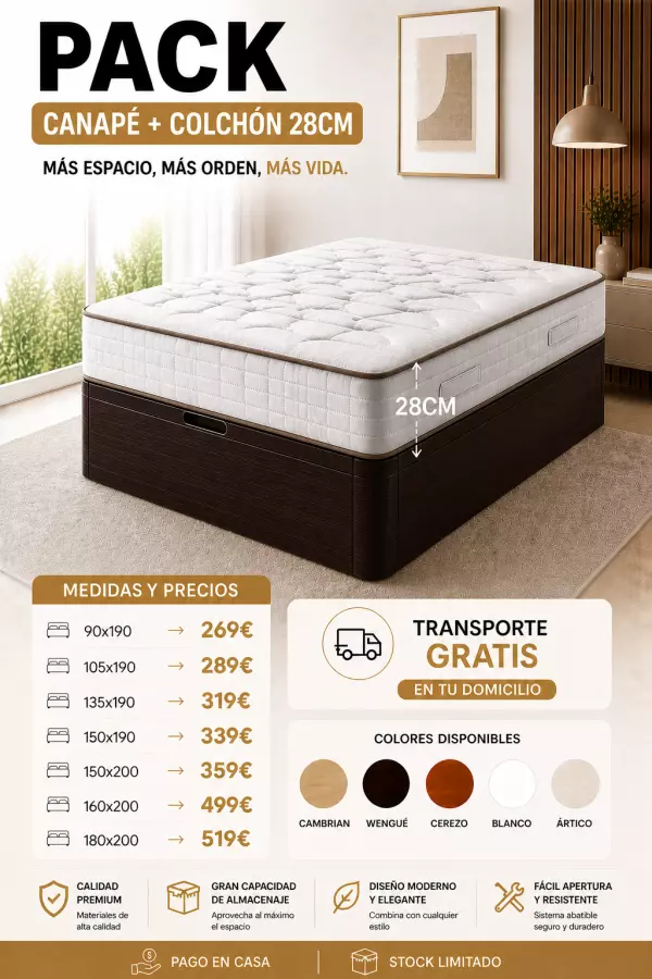 CANAPE+ COLCHON 28CM GROSOR