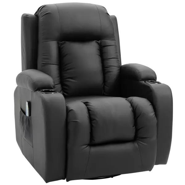 Sillón de Masaje Reclinable 150° de 8 Puntos Vibrante Calor Lumbar 90x93x103 Negro