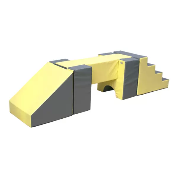 SET FIGURAS N 4 (ESCALERA, 2 ASIENTOS, RECTANGULO Y RAMPA) - 60 CM, AMARILLO/GRIS