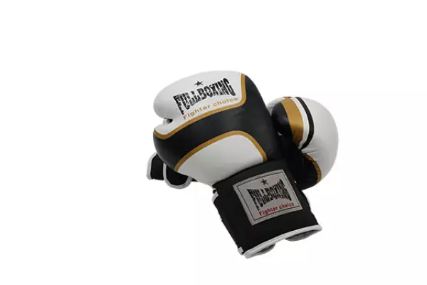 PAR DE GUANTES BOXEO FULLBOXING TSUNAMI - NEGRO/BLANCO, 12OZ