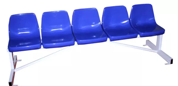 BANCO METALICO CON ASIENTOS PVC-5 PLAZAS-AZUL/ROJO BANQUILLO SUPLENTES FUTBOL
