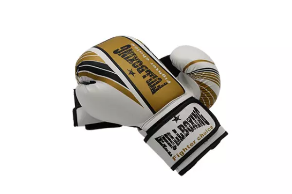 PAR DE GUANTES BOXEO FULLBOXING VENDAVAL - 12OZ, BLANCO/NEGRO/ORO