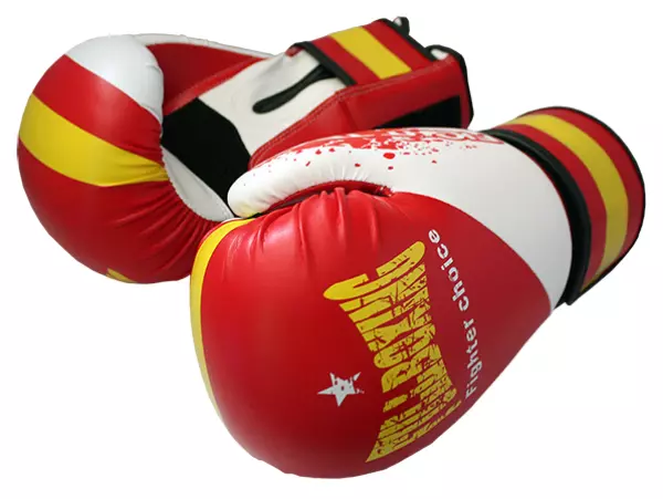 GUANTE DE BOXEO TORNADO - 14OZ, ROJO/BLANCO/AMARILLO