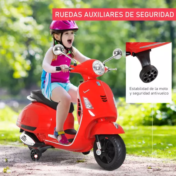Eléctrica Infantil Coche Triciclo Vespa Scooter Eléctrico a Batería con Luz MP3 USB Bocina para Niños Más de 3 Años Carga 25kg
