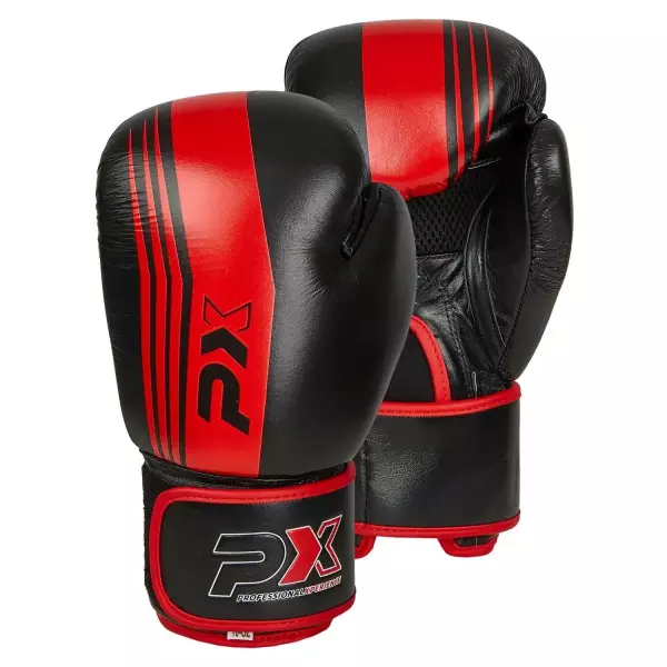 GUANTES BOXEO NEGRO-ROJO PX 8/10/12/14/16 ONZAS