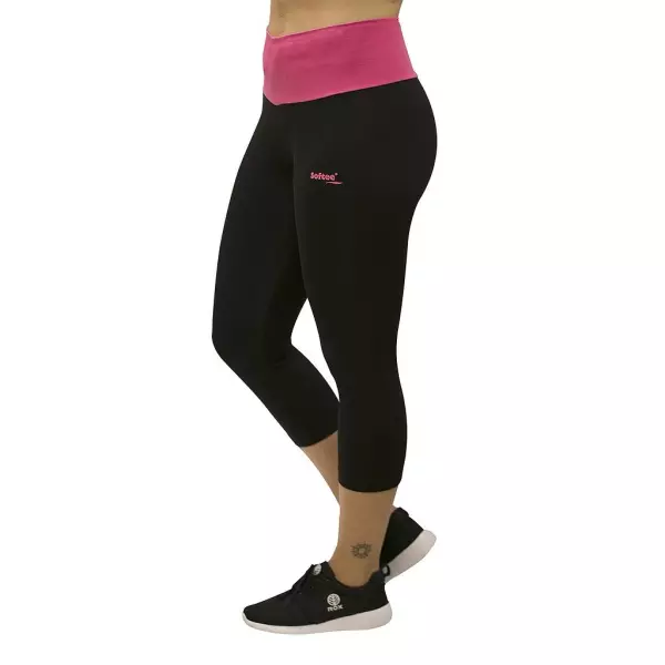 LEGGING SOFTEE LARGO NIÑA - 10 AÑOS, NEGRO/FUCSIA#