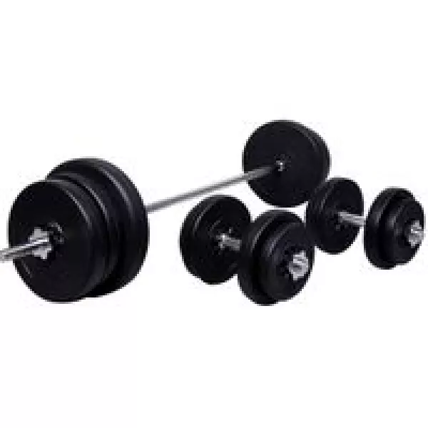 Juego de Pesas con Mancuernas y Barra Pesos Ajustables 2en1 con Discos para Culturismo Entrenamiento Fitness en Hogar Gimnasio NegroPREGUNTAR STOCK