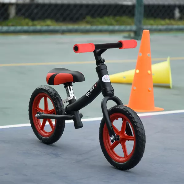 Bicicleta sin Pedales para Niños de +2 Años con Sillín Ajustable en Altura Neumáticos de EVA Carga Máx. 25 kg Metal 65x33x46 cm Negro