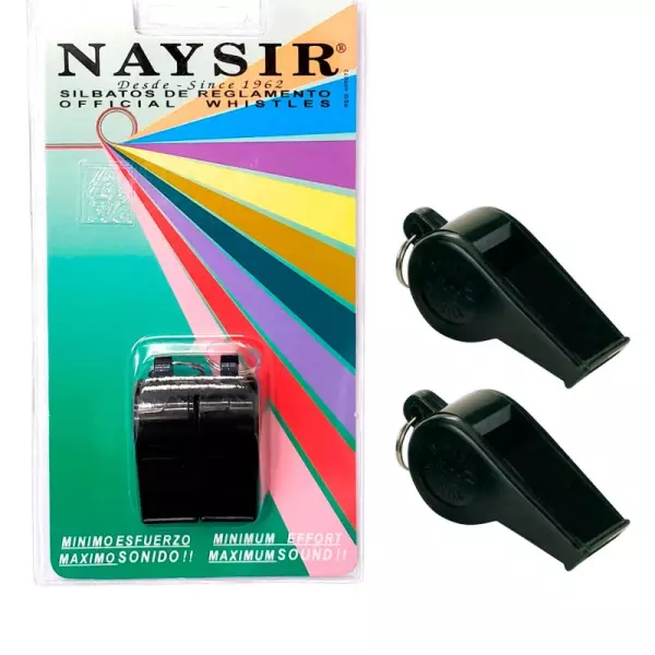 Silbato Naysir N-1B con anilla. Blister 2 unid.