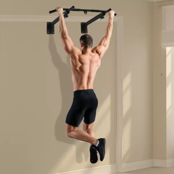 Barra de Musculación para Pared Entrenamiento de Dominadas Máx. 150kg Negro AGARRE SACO BOXEO