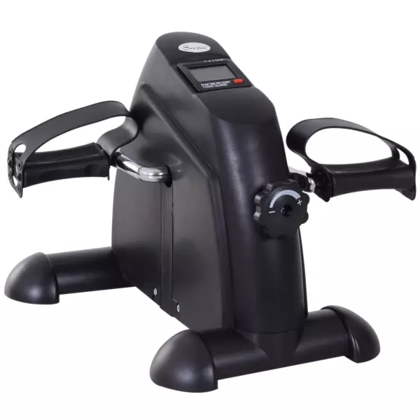 Minibicicleta Estática Pedalier Aparato de Ejercicios Brazos y Piernas Resistencia Ajustable Pantalla LCD 39x40x31cm