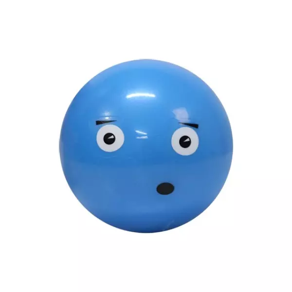 PELOTA PVC CARA DIVERTIDA - 100MM, AZUL