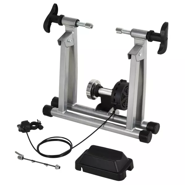 Rodillo Entrenamiento Bicicleta 5 Niveles de Resistencia por Cable Cicloentrenador Acero Bici 54,5 x 47,2 x 39,1cm Color Plata/NEGRO