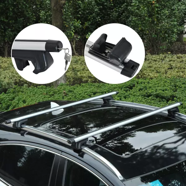 Juego de Barras para Techo Universales tipo Baca Portaequipajes de Aluminio con Cierre para Coche 125cm Ancho  PREGUNTAR STOCK