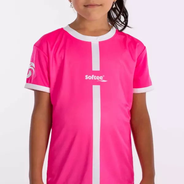 CAMISETA SOFTEE TIPEX NIÑA  - FUCSIA FLUOR/BLANCO, 8 AÑOS