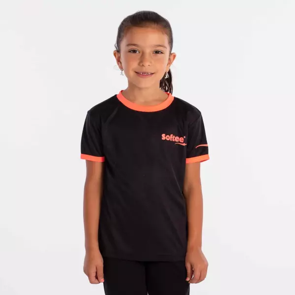 CAMISETA SOFTEE GALAXY NIÑA - NEGRO/CORAL FLUOR, 8 AÑOS