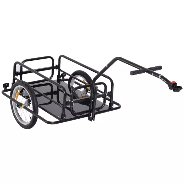 Remolque de Carga para Bicicleta Plegable con 2 Ruedas Reflectores Seguros Carga 40 kg 155x71,5x77 cm Negro