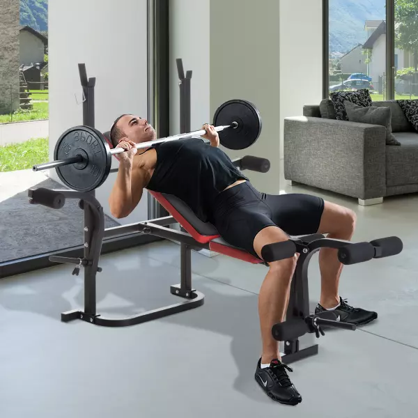 Banco de Musculación con Respaldo Ajustable Carga 150kg Acero - 105x150x112cm
