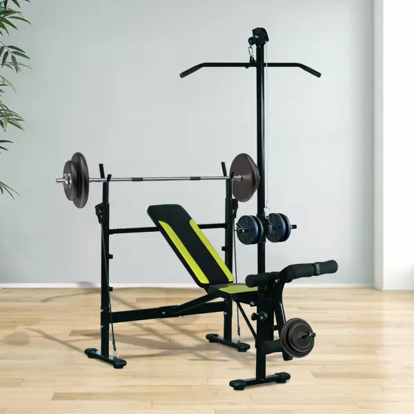 Banco de Pesas Reclinable Multifunción para Entrenamiento y Musculación 175x110x202 cm