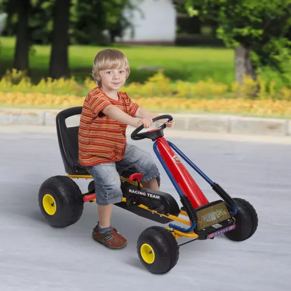Go Kart Coche para Niños 3-8 Años con Asiento Ajustable - Acero Negro - 96x68x56cm preguntar stock