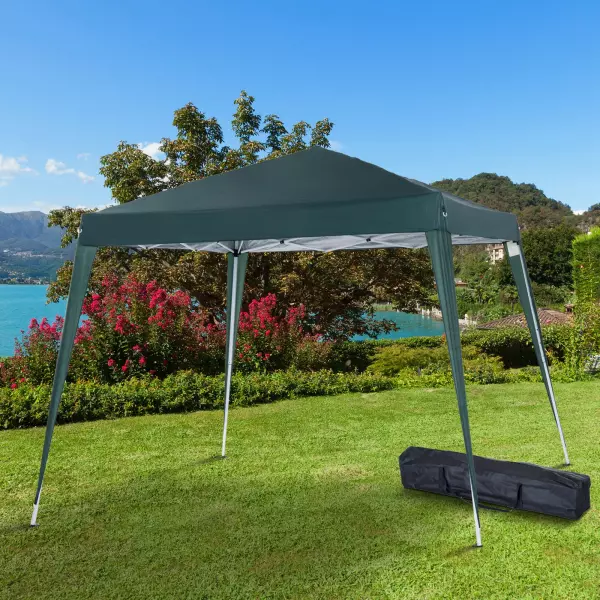 Carpa Plegable 3x3m Cenador de Jardín Diseño Pop Up de Acero y Cubierta de Tela Oxford Verde