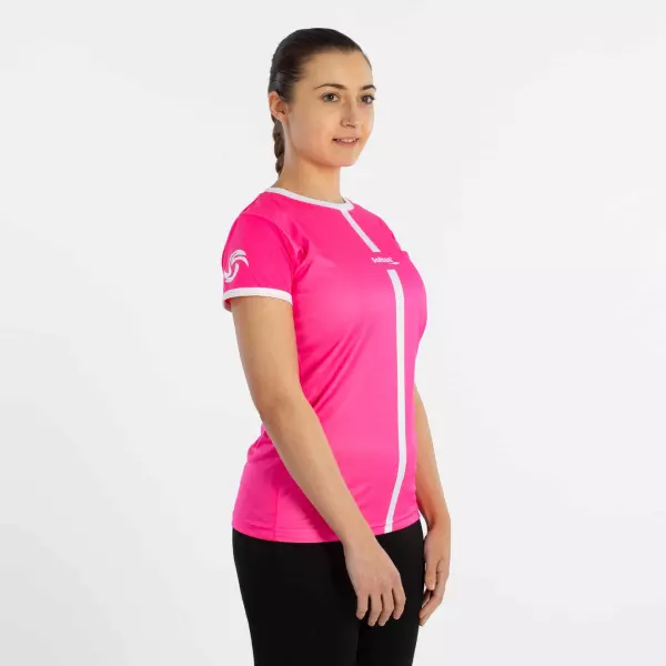 CAMISETA SOFTEE TIPEX MUJER  - L, FUCSIA FLUOR/BLANCO