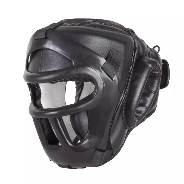 Casco máscara extraible con protección superior. Negro