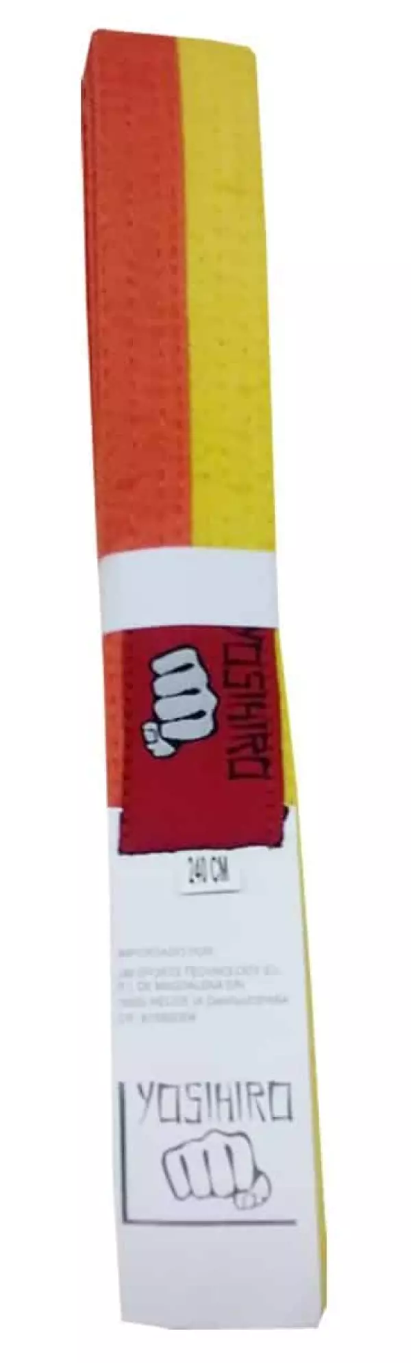 CINTURON KARATE/JUDO YOSIHIRO 100% ALGODON - JUNIOR, AMARILLO/NARANJA