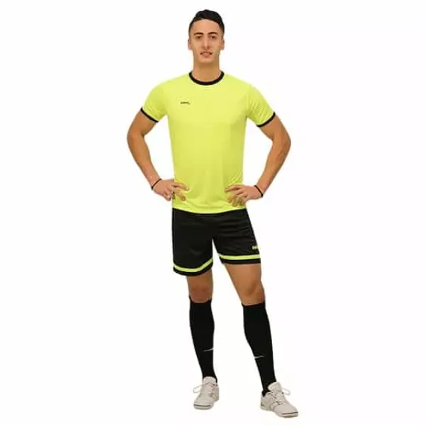 PANTALÓN CORTO SOFTEE PRIMAX NEW NIÑO - 14 AÑOS, NEGRO/AMARILLO FLUOR SIN BOLSILLOS
