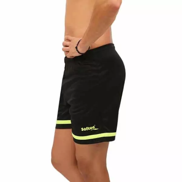 PANTALÓN CORTO SOFTEE PRIMAX NEW NIÑO - NEGRO/AMARILLO FLUOR, 6 AÑOS SIN BOLSILLOS