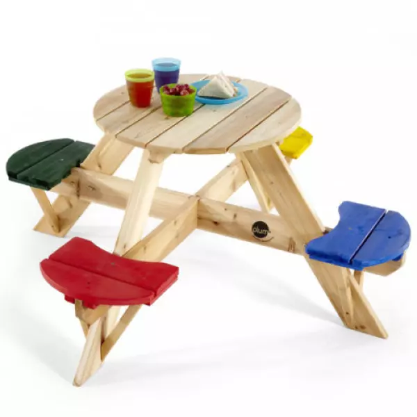 Mesa Picnic Circular con Asientos de Colores INFANTIL