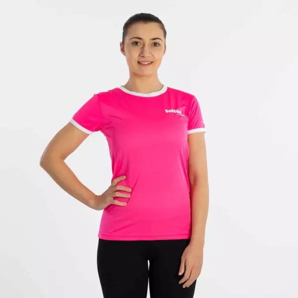 CAMISETA SOFTEE GALAXY MUJER - S, FUCSIA FLUOR/BLANCO