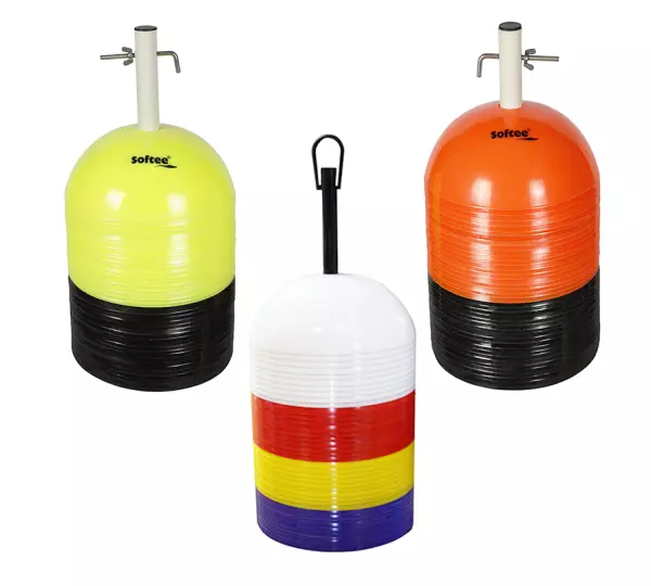 SET DE CONOS SOFTEE REDONDO - 40 UDES, AMARILLO FLUOR/NEGRO