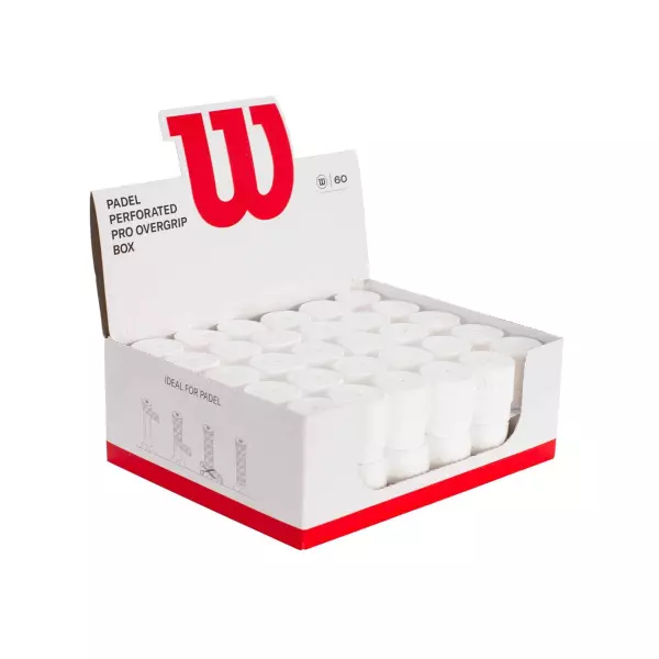 CAJA 60 OVERGRIPS WILSON PADEL BLANCO PRO PERFORADOS