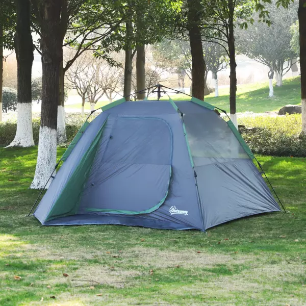 Tienda de Campaña para 3-4 Personas Fácil de Desplegar Diseño 2 en 1 Pop-up con Gancho para Luz de Camping 270x250x160cm Verde