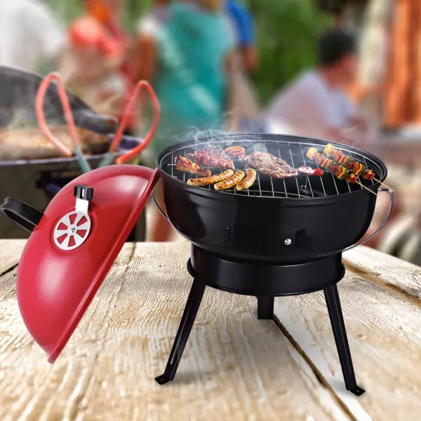 Parrilla para Barbacoa de Carbón Portátil con Mango Ahumador Pequeño