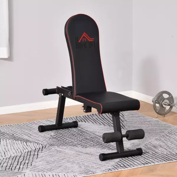 Banco de Musculación Plegable con Altura Ajustable y Ángulo del Respaldo Regulable de 6 Niveles para Levantamiento Abdominales 130x37x45-108 cm Negro