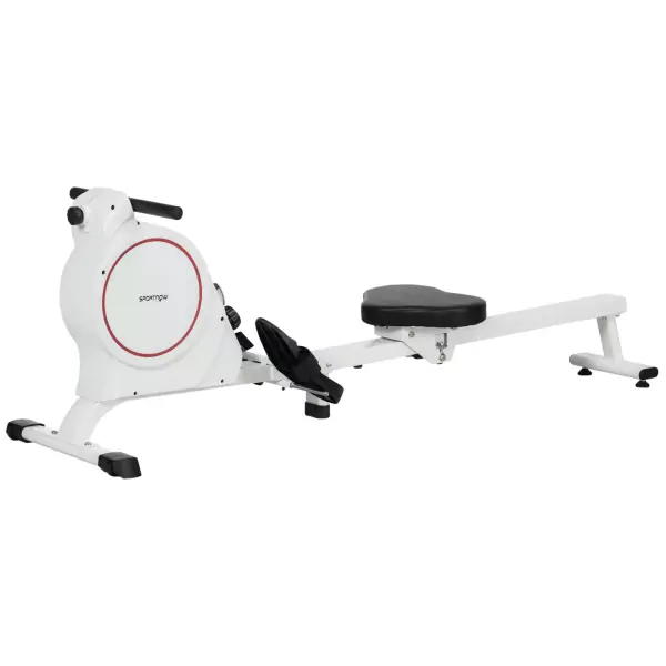 Máquina de Remo Magnético Remo para Casa Plegable Resistencia de 8 Niveles Pantalla LCD y 2 Ruedas 180x48x60 cm Blanco