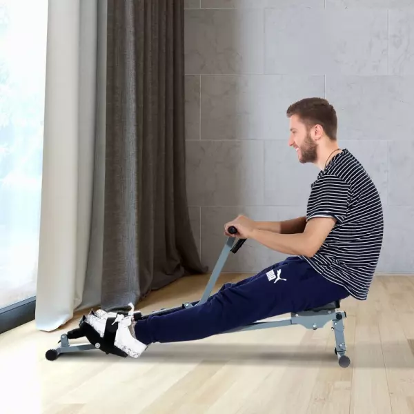 Máquina de Remo Ajustable con Pantalla LCD para Fitness y Ejercicios de Musculación o Resistencia para Gimnasio Casa Carga 100KG