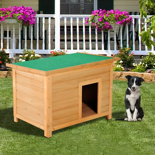 Caseta para Perro/GATOS 85x58x58 cm Madera Impermeable con Tejado Verde Abatible y 4 Pies Antideslizantes